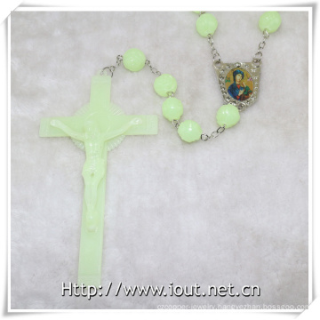 Rose Rosary Photo Connector Luminous Plastic Big 20mm Bead Necklace (IO-cr380)